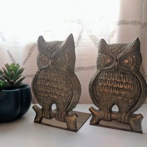 Vintage Brass Owl Book Ends